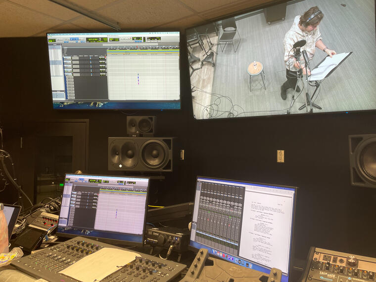 Recording dialogue lines featured in the game.