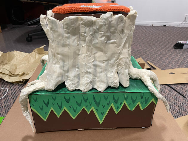 Foundation prep for paper mache "tree trunk".